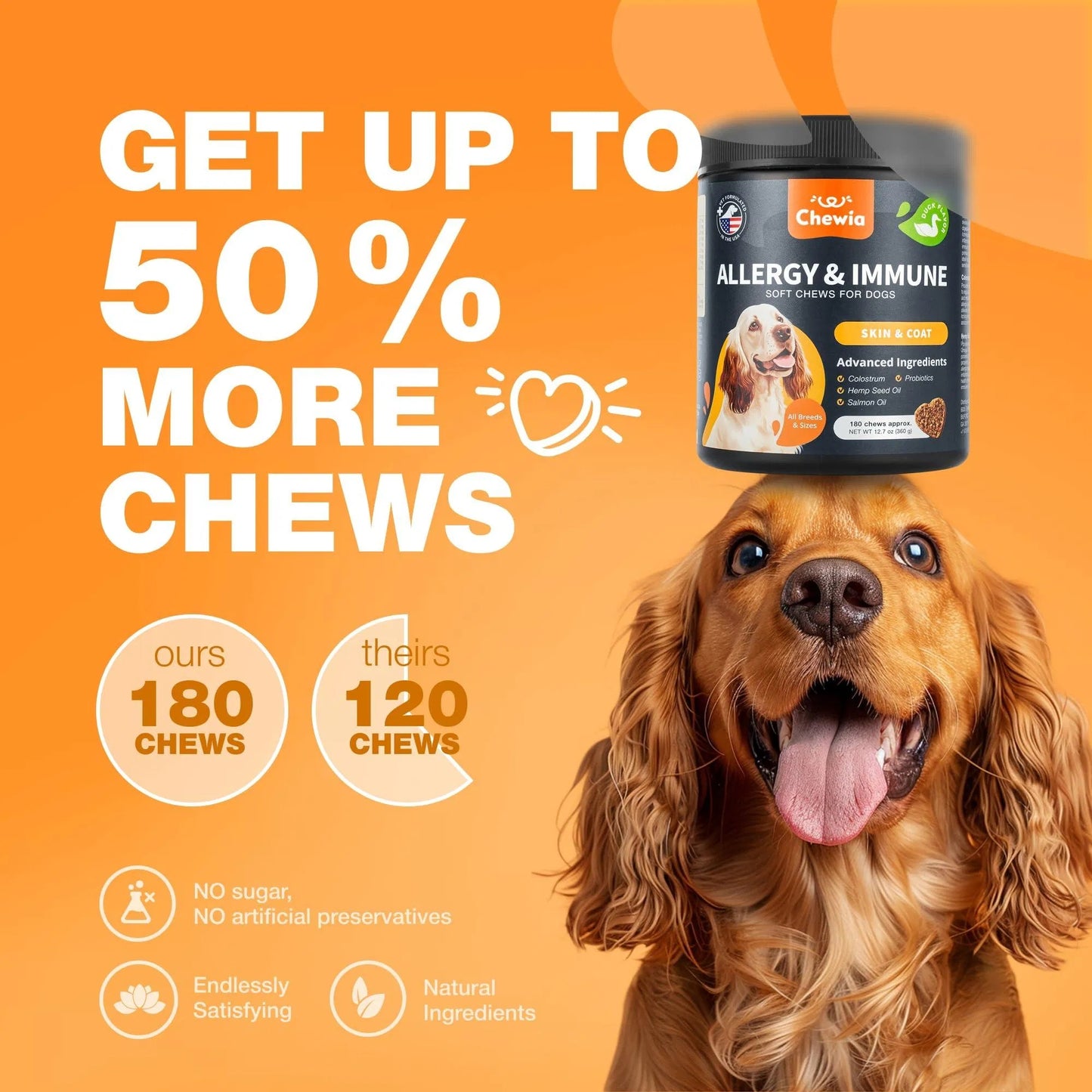 Dog Allergy Relief Chews Itch Relief For Dogs Anti Itch Dog Allergy Chews US Formulated Dog Itching Skin Relief With Salmon Oil Immune Health Seasonal Allergies & Hot Spots Support Treats